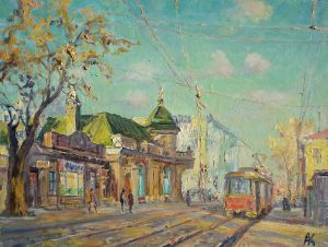 Painting, City landscape - Krasnodar. Gorky Street