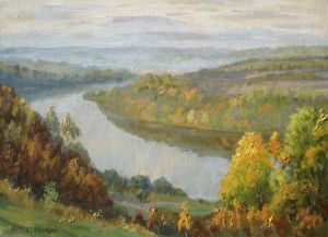 Painting, Landscape - View of the Oka from the village of Behovo