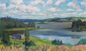 Painting, Landscape - Bordering Lake