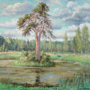 Painting, Landscape - The upper pond in the Znamenskoye-Raek estate