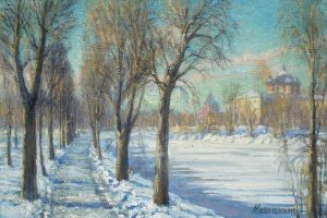Painting, Landscape - March. Izmailovo Manor