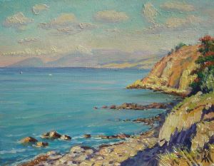 Painting, Seascape - Crimea. View from the village of Morskoye