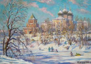 Painting, City landscape - Izmailovo. Winter
