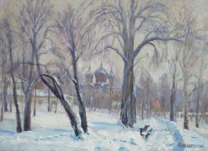 Painting, Landscape - Snowy February in Izmailovo manor