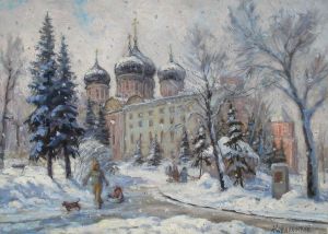 Painting, City landscape - Winter in Moscow. Izmailovo Manor