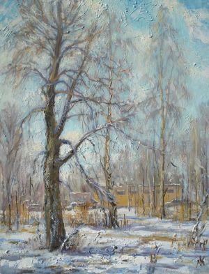 Painting, Landscape - Warm winter in Pavlino