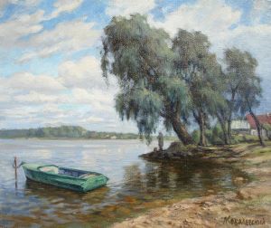 Painting, Landscape - The coast of Seliger