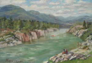 Painting, Landscape - The banks of the Katun River in Chemale
