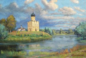 Painting, Landscape - Church of the Intercession on the Nerl