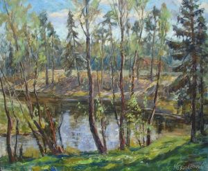 Painting, Oil - Forest river