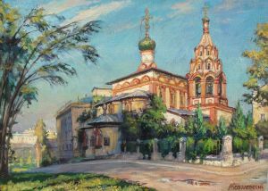 Painting, City landscape - The Three Saints Church (Church of the Three Saints on Kulishki)