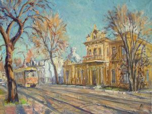 Painting, City landscape - Krasnodar. Kommunarov Street