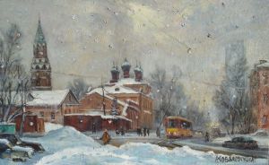 Painting, City landscape - View of the Preobrazhensky Val