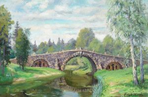 Painting, Landscape - Vasilevo Manor. Boulder Bridge