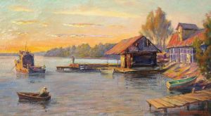Painting, Landscape - Lake Seliger. Sunset