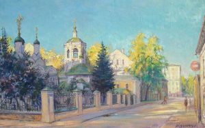 Painting, City landscape - Church of the Assumption of the Blessed Virgin Mary in Putinki