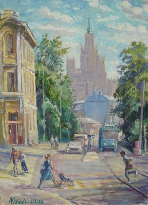 Painting, City landscape - Pokrovsky Boulevard