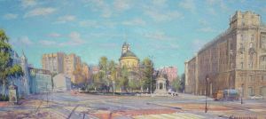 Painting, City landscape - The Church of the Great Ascension at the Nikitsky Gate