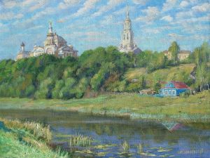 Painting, Landscape - Torzhok. View of the Borisoglebsky Monastery