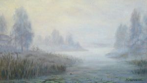 Painting, Landscape - The morning is foggy