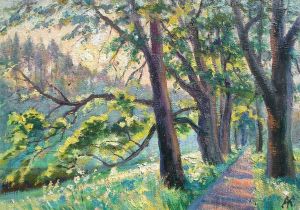 Painting, Landscape - A sunny evening in the Catherine Park