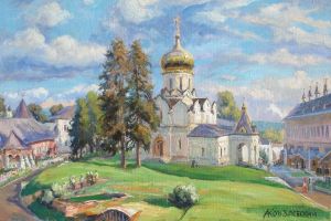 Painting, Landscape - Savvino-Storozhevsky monastery. Cathedral of the Nativity of the Virgin