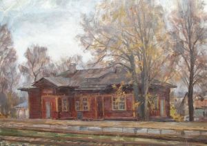 Painting, Landscape - Firovo Train Station
