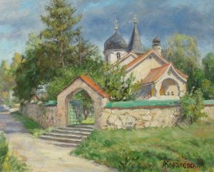 Painting, Landscape - The Church of the Holy Trinity in Behovo 