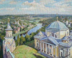 Painting, Landscape - View from the bell tower of the Novotorzhsky Borisoglebsky monastery