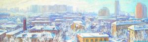 Painting, City landscape - A frosty day in Northern Izmailovo