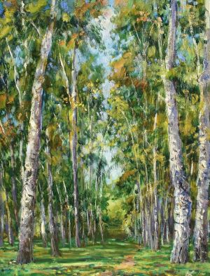 Painting, Realism - Birch grove in Izmailovo