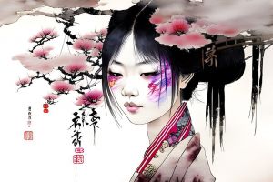 Painting, Impressionism - Geisha