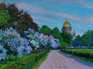 Painting, City landscape - At the end of May on the Senate Square