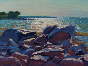 Painting, Realism - Granite stones of the Gulf of Finland on a sunny day