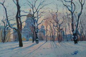 Painting, City landscape - It&#039;s winter in the Alexander Garden