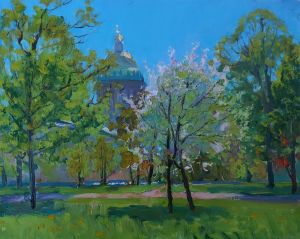 Painting, City landscape - Sunny May in the Alexander Garden