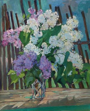 Painting, Still life - Bouquet of fragrant lilac