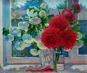 Painting, Still life - Flowers in the bright sun