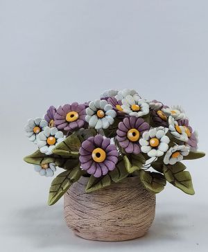 Sculpture, Realism - Ceramic multicolored daisies
