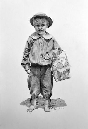 Graphics, Figurative painting - Childhood barefoot
