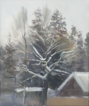 Painting, Landscape - Oak under the snow
