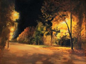Painting, City landscape - Autumn maples 