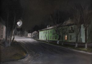 Painting, City landscape - Sleepless night