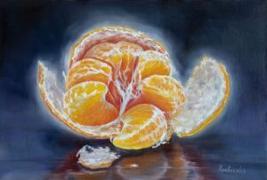 Painting, Still life - Ripe mandarin
