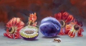 Painting, Still life - Still Life with Flowers and Bee