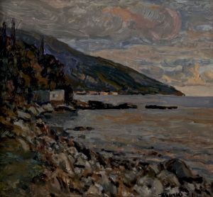 Painting, Landscape - Athos Evening