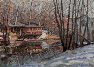 Painting, Landscape - The last snow .