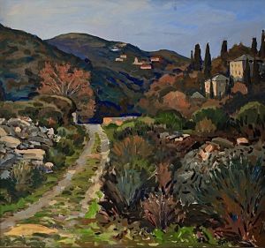 Painting, Landscape - Silouan Mill Athos