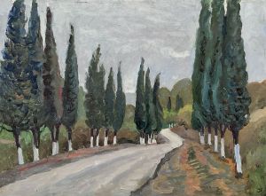 Painting, Landscape - Cypresses in the Welcoming