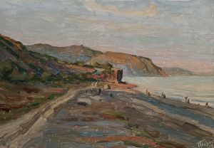 Painting, Realism - Sea sunset
